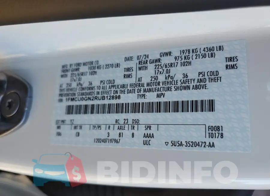 1FMCU0GN2RUB12898 Photo# 13