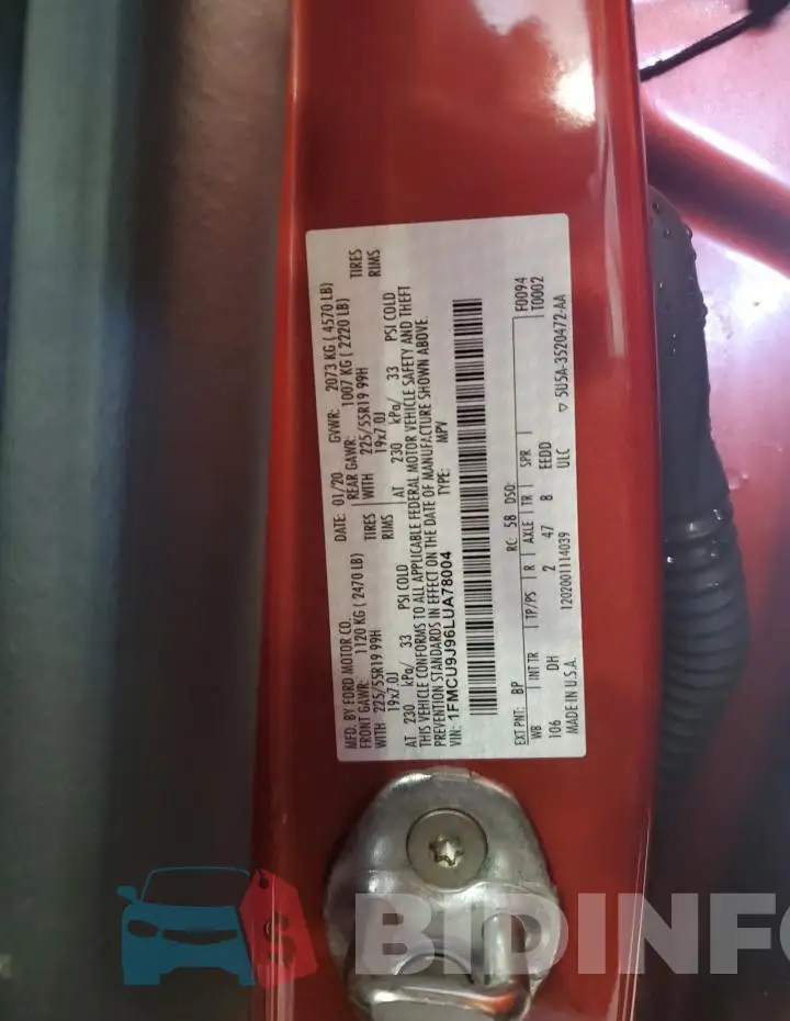 1FMCU9J96LUA78004 Photo# 13