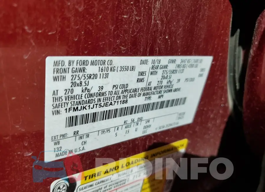 1FMJK1JT5JEA71188 Photo# 13