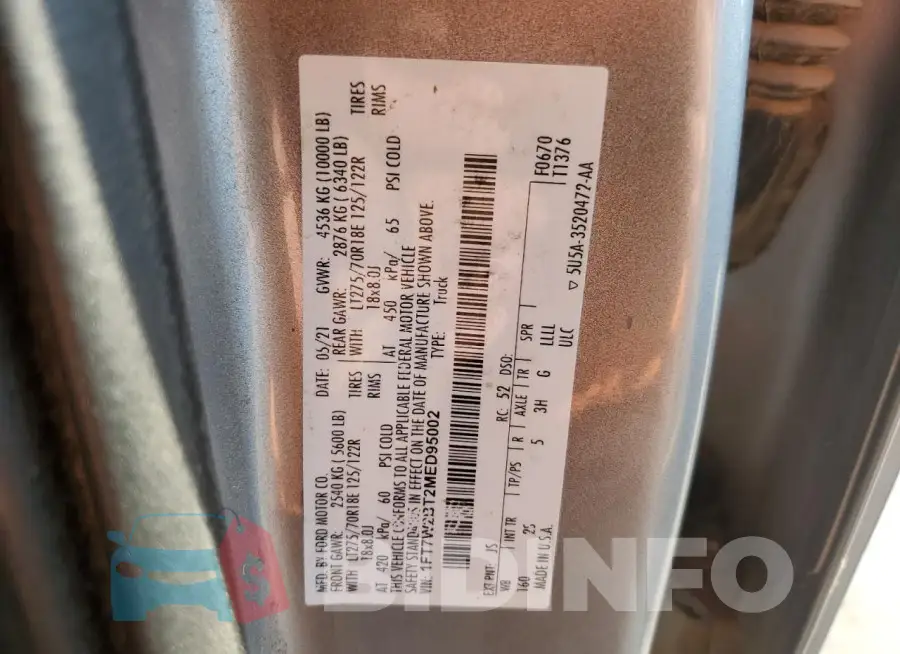 1FT7W2BT2MED95002 Photo# 12