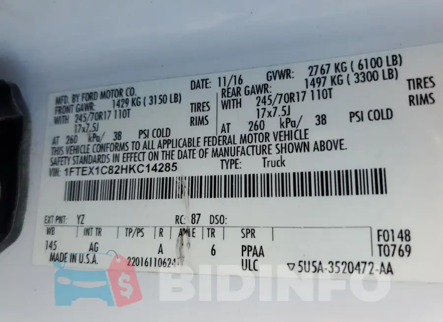 1FTEX1C82HKC14285 Photo# 12