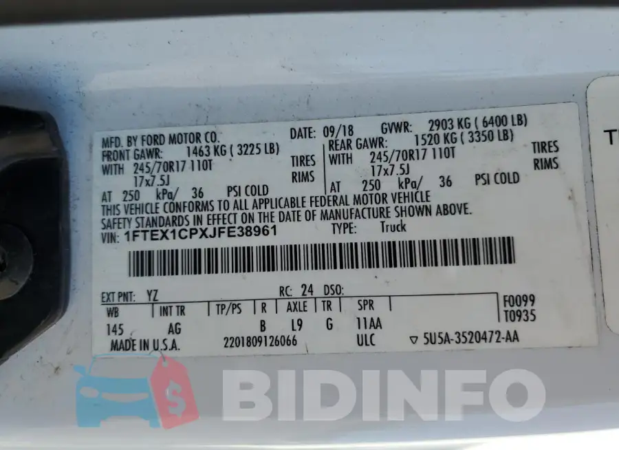 1FTEX1CPXJFE38961 Photo# 12