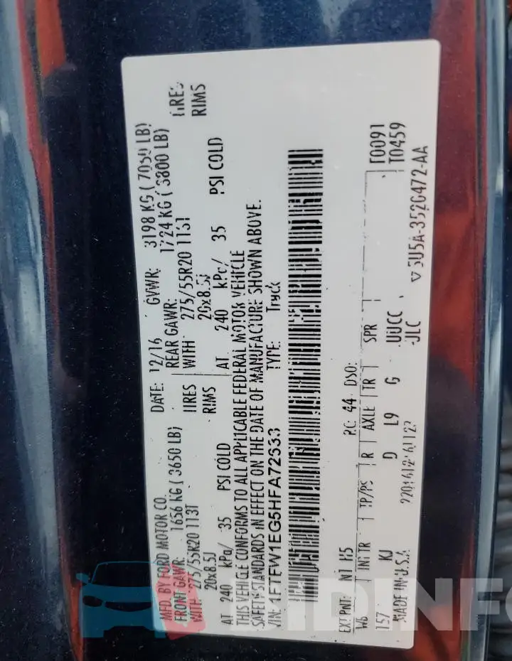1FTFW1EG5HFA72633 Photo# 12