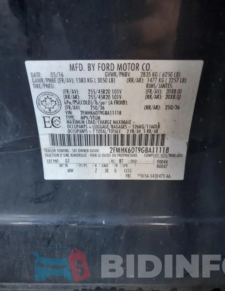 2FMHK6DT9GBA11118 Photo# 13