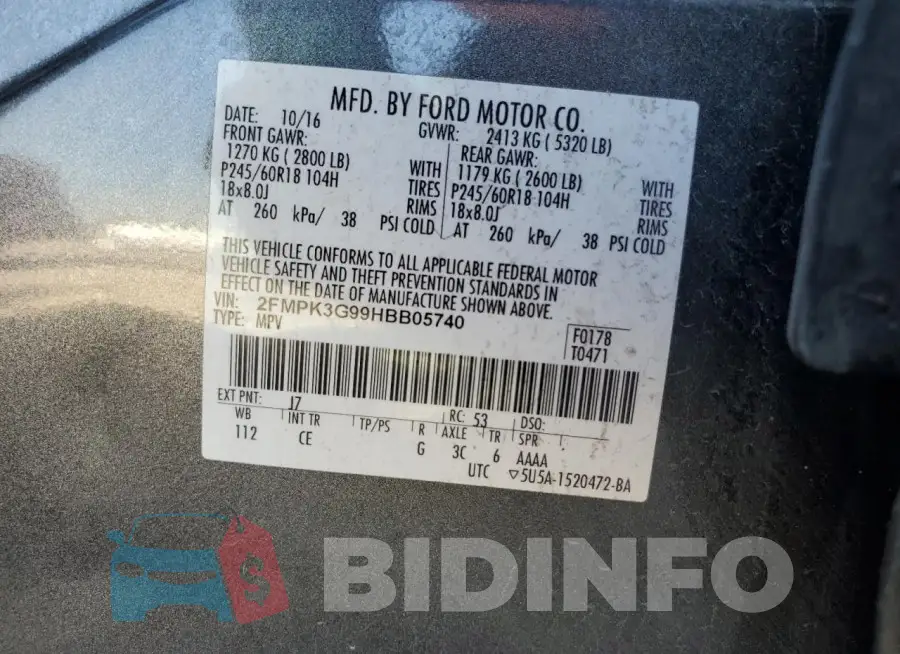 2FMPK3G99HBB05740 Photo# 12
