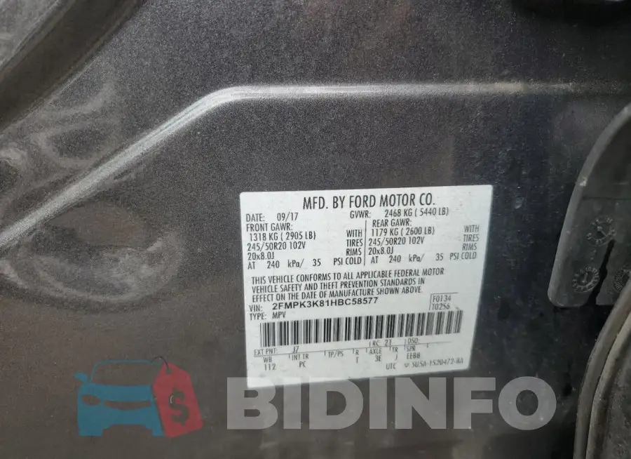 2FMPK3K81HBC58577 Photo# 14