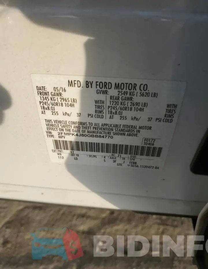 2FMPK4J80GBB84770 Photo# 12