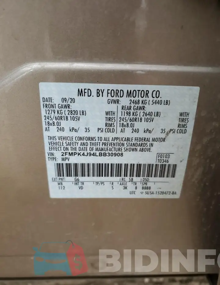 2FMPK4J94LBB30908 Photo# 14