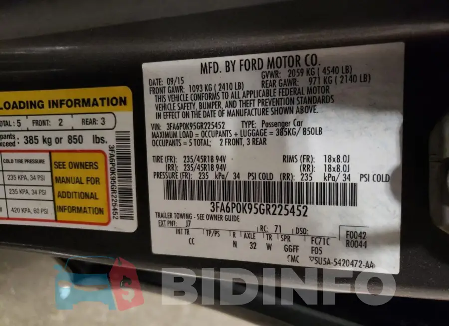 3FA6P0K95GR225452 Photo# 12