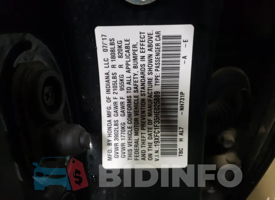 19XFC1F35HE025889 Photo# 12