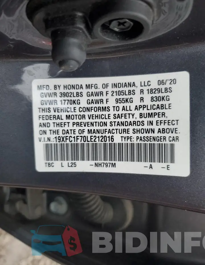 19XFC1F70LE212016 Photo# 13
