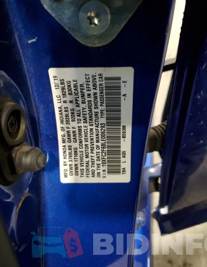 19XFC2F68LE006293 Photo# 12