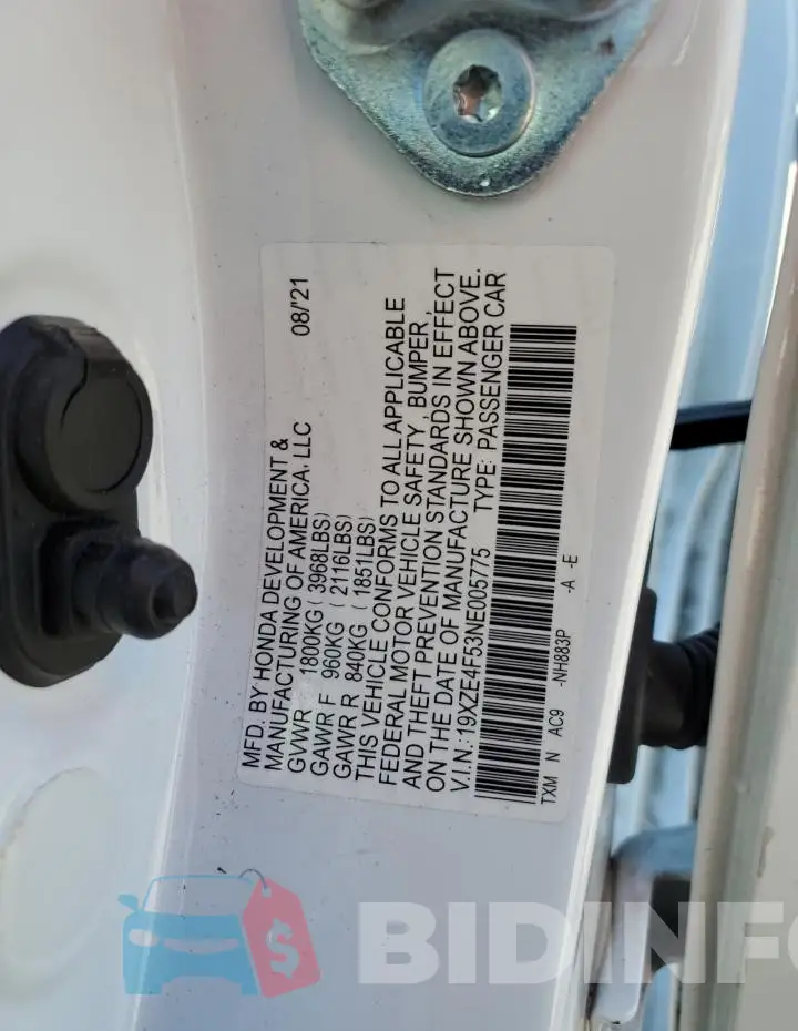19XZE4F53NE005775 Photo# 13