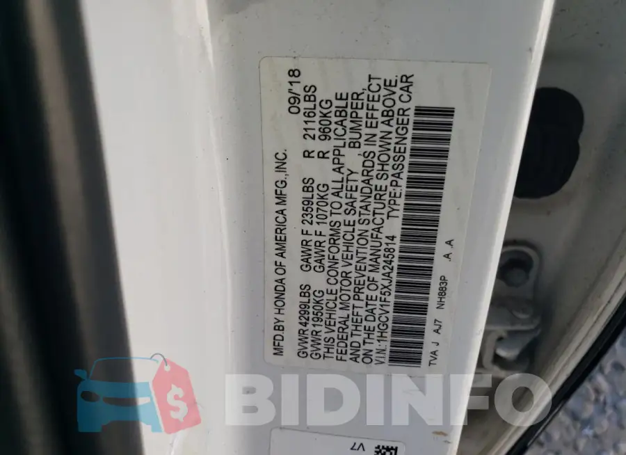 1HGCV1F5XJA245814 Photo# 11