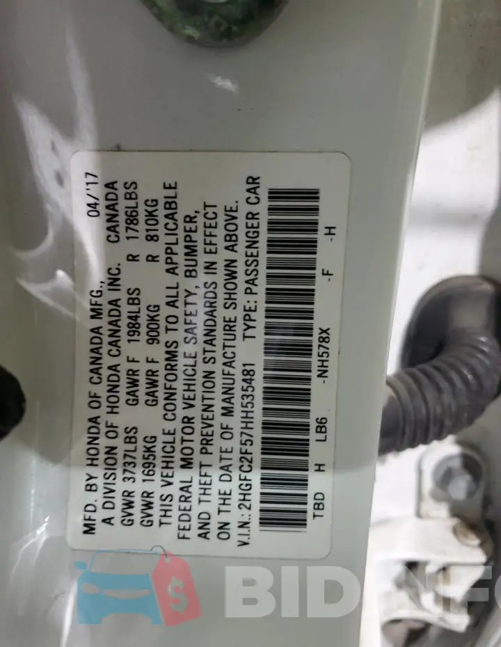 2HGFC2F57HH535481 Photo# 12