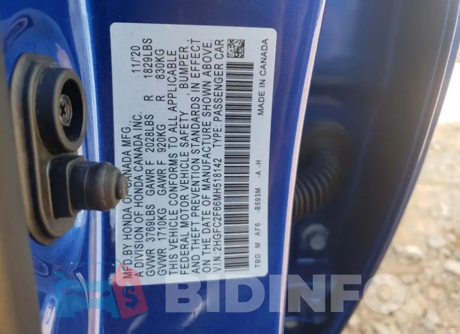2HGFC2F66MH518142 Photo# 12