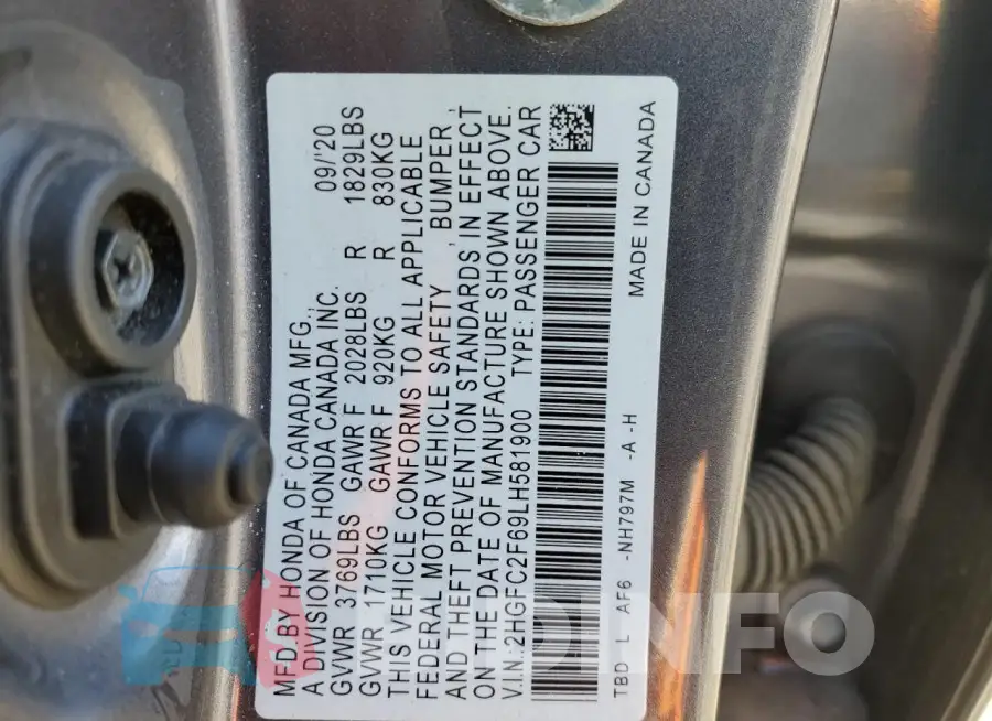 2HGFC2F69LH581900 Photo# 12