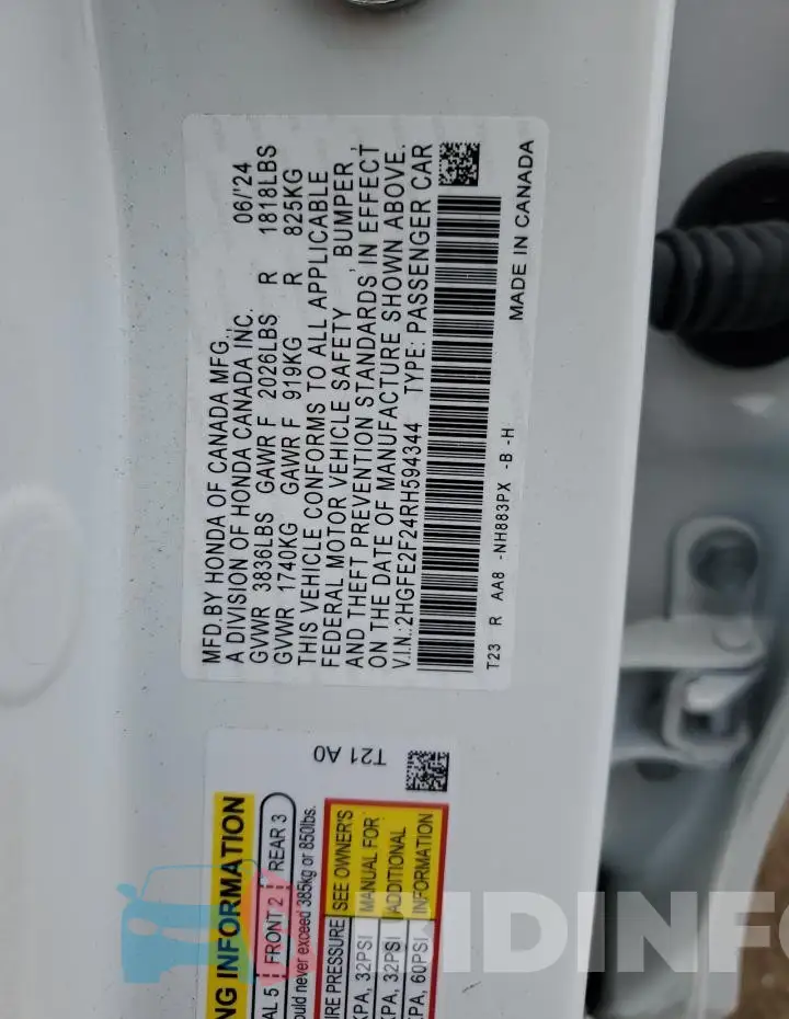 2HGFE2F24RH594344 Photo# 12