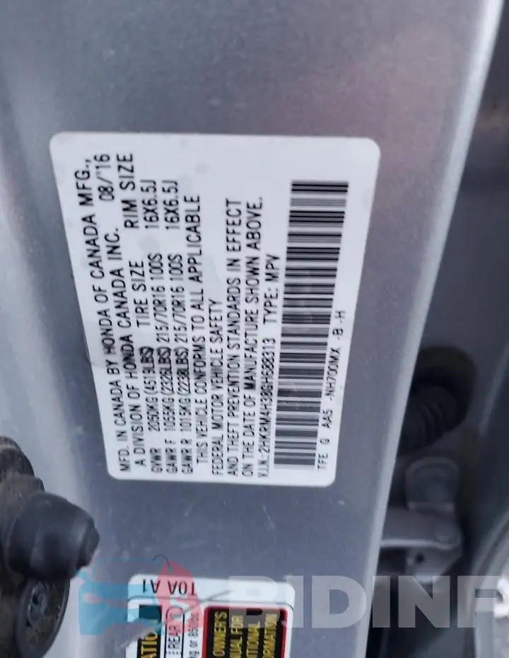 2HKRM4H38GH688313 Photo# 13