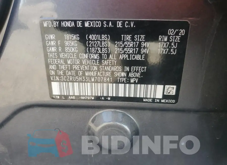 3CZRU5H33LM707841 Photo# 14