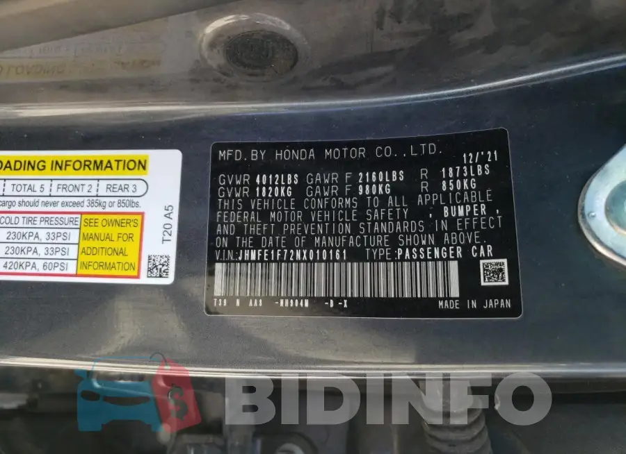 JHMFE1F72NX010161 Photo# 12