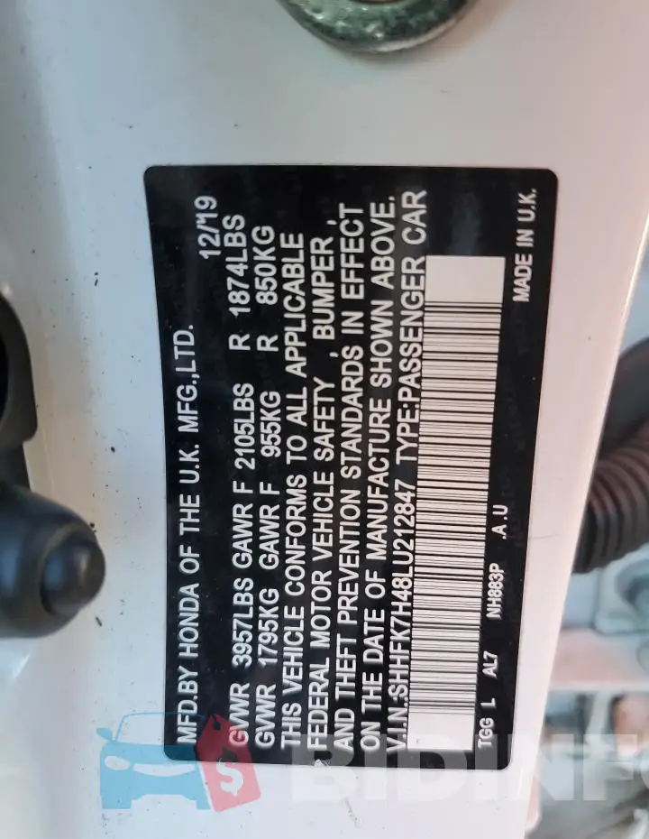 SHHFK7H48LU212847 Photo# 12