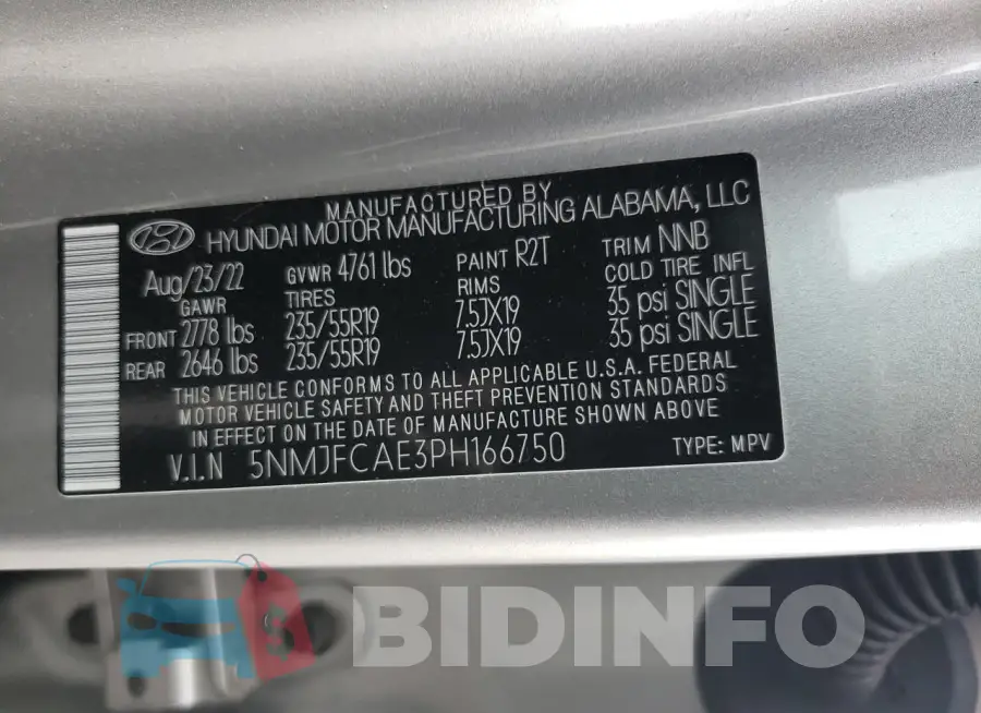 5NMJFCAE3PH166750 Photo# 13