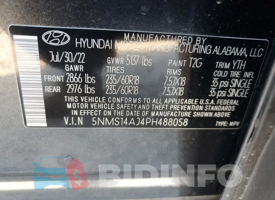 5NMS14AJ4PH488058 Photo# 14