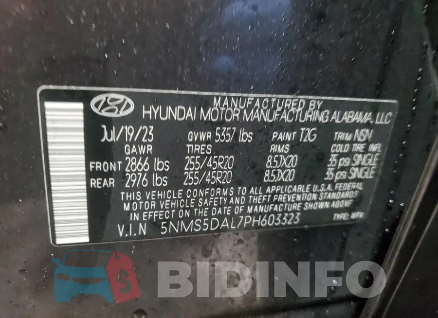 5NMS5DAL7PH603323 Photo# 13