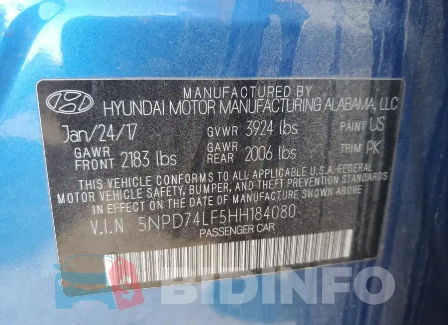 5NPD74LF5HH184080 Photo# 12