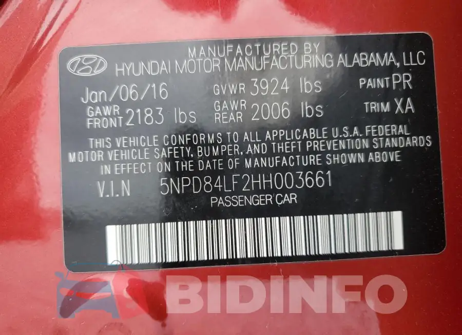 5NPD84LF2HH003661 Photo# 12