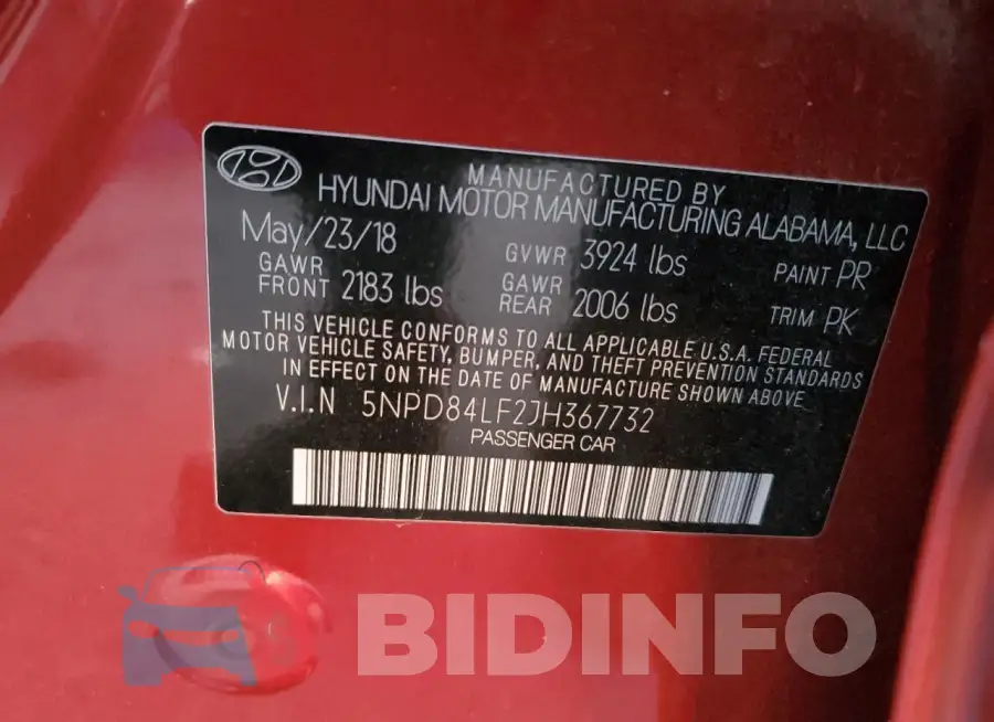 5NPD84LF2JH367732 Photo# 12