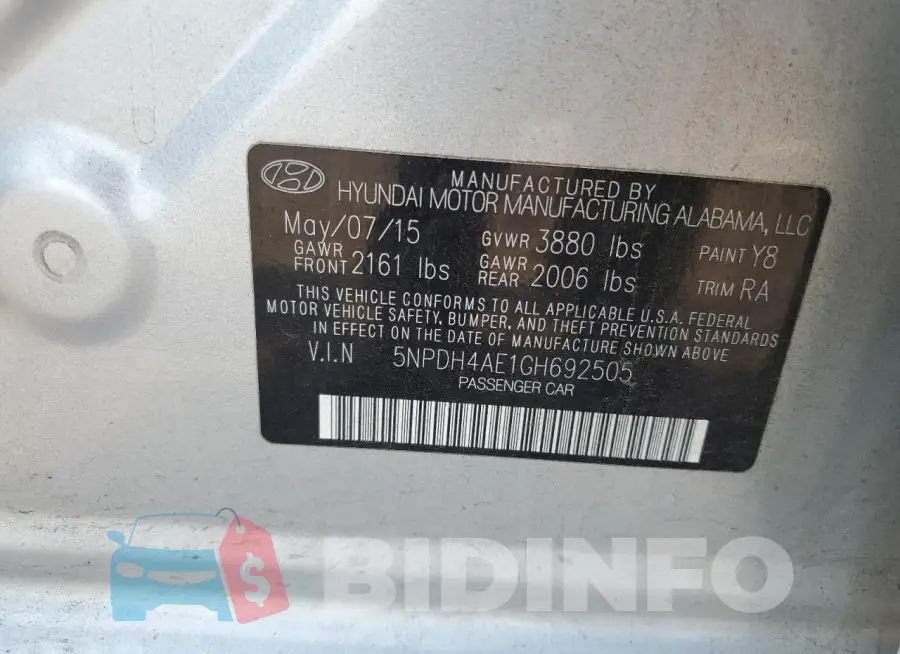 5NPDH4AE1GH692505 Photo# 12