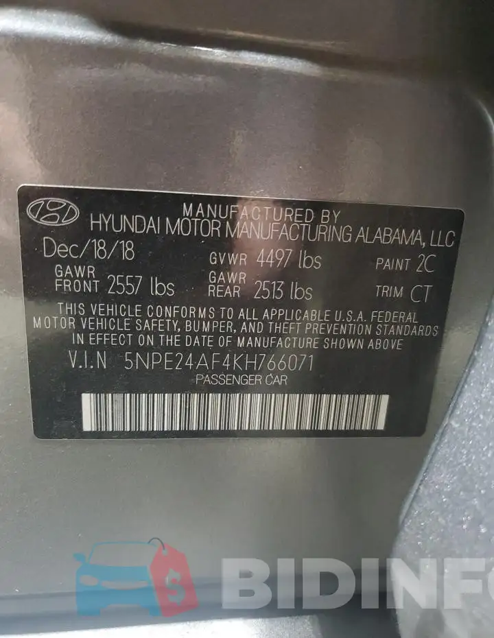 5NPE24AF4KH766071 Photo# 13