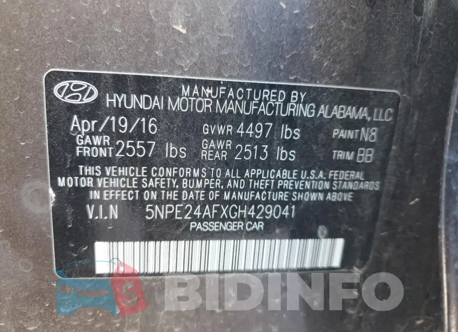 5NPE24AFXGH429041 Photo# 12