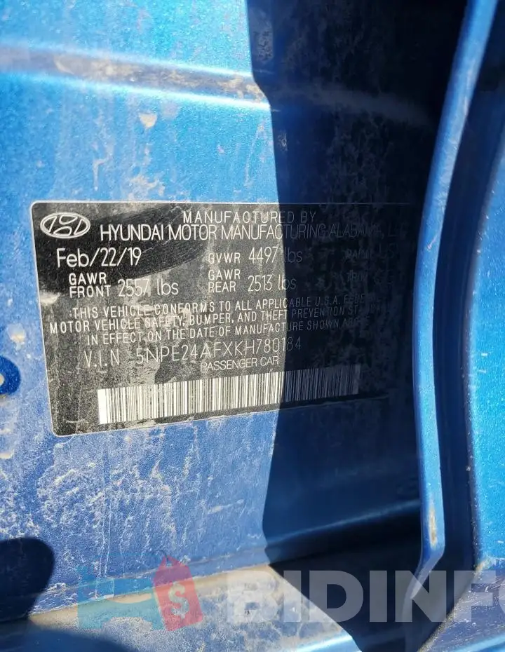 5NPE24AFXKH780184 Photo# 12