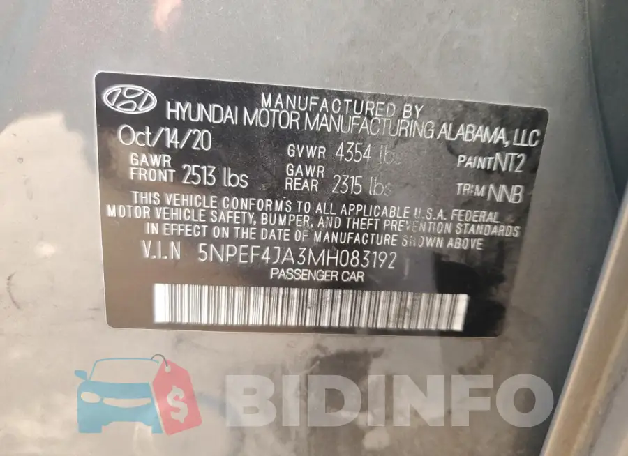 5NPEF4JA3MH083192 Photo# 12