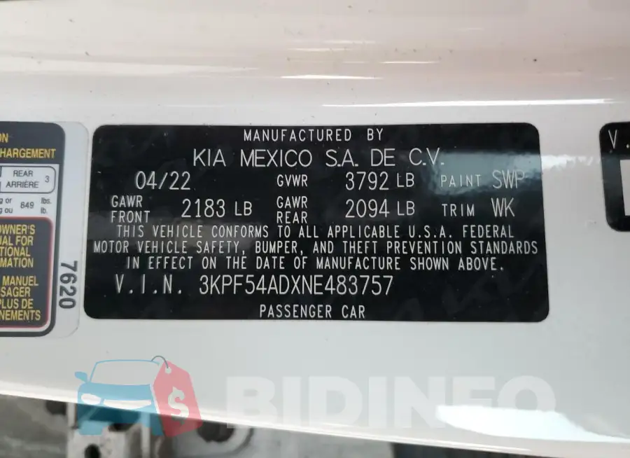 3KPF54ADXNE483757 Photo# 13