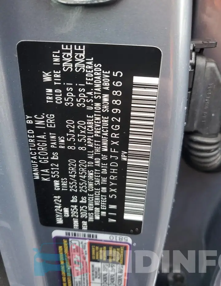 5XYRHDJFXRG298865 Photo# 13