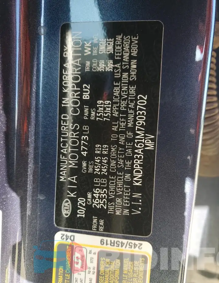 KNDPR3A61M7903702 Photo# 14