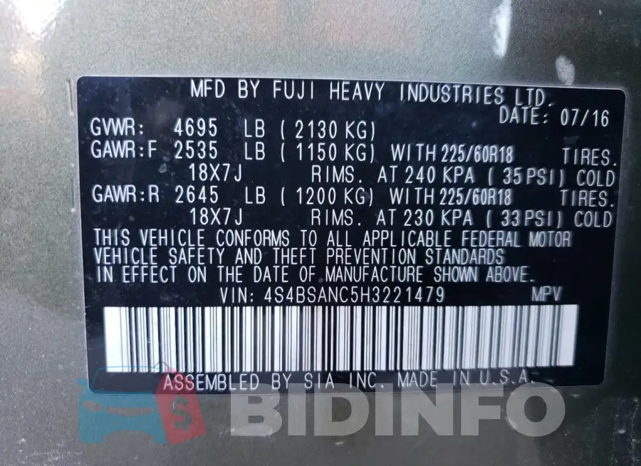 4S4BSANC5H3221479 Photo# 14