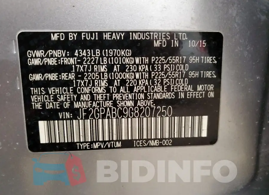 JF2GPABC9G8207250 Photo# 12