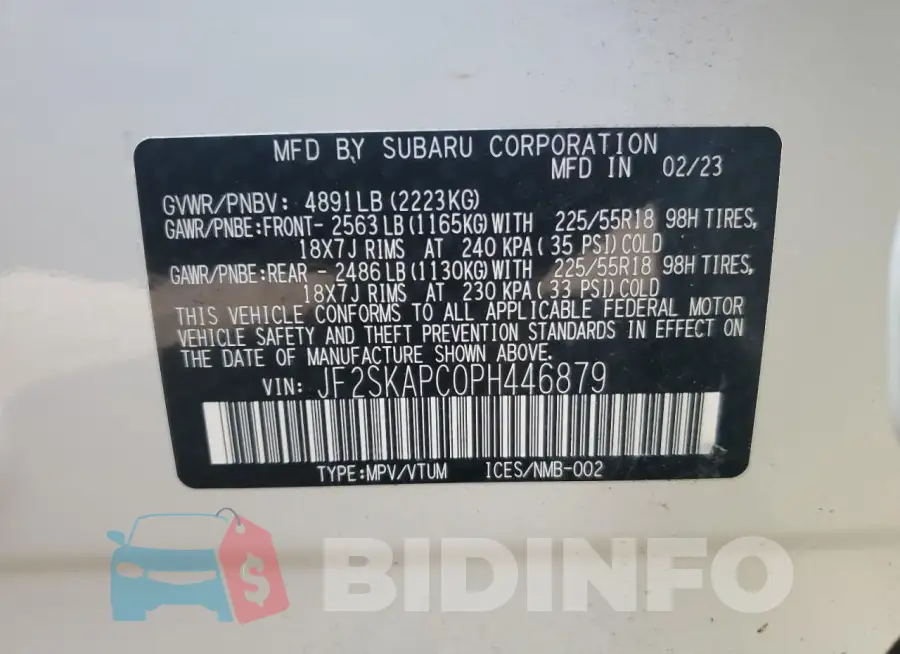 JF2SKAPC0PH446879 Photo# 13