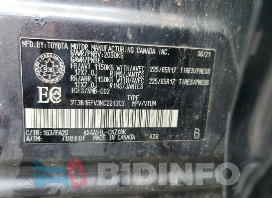 2T3B1RFV3MC221303 Photo# 14