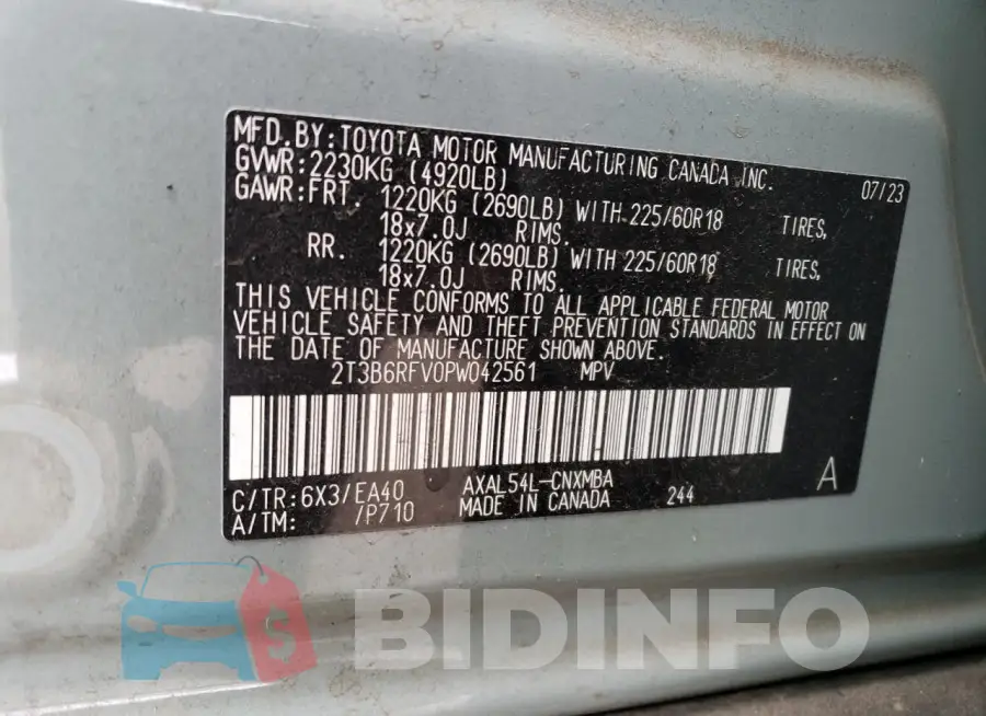 2T3B6RFV0PW042561 Photo# 14
