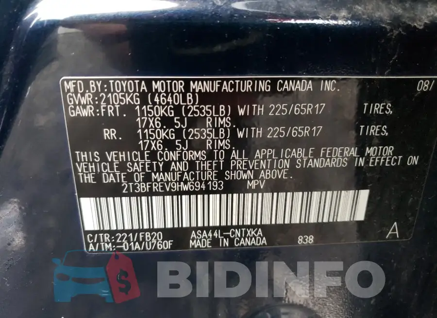 2T3BFREV9HW694193 Photo# 13