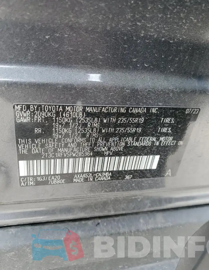 2T3C1RFV5PW285964 Photo# 13