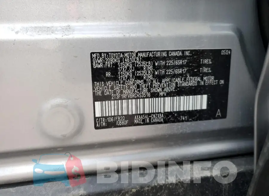 2T3F1RFV6RC453516 Photo# 14