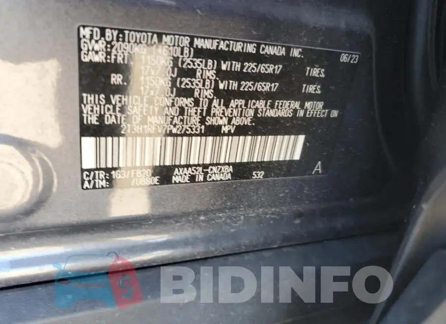 2T3H1RFV7PW275331 Photo# 13