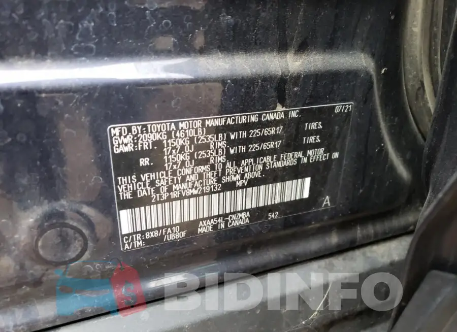 2T3P1RFV8MW219132 Photo# 13